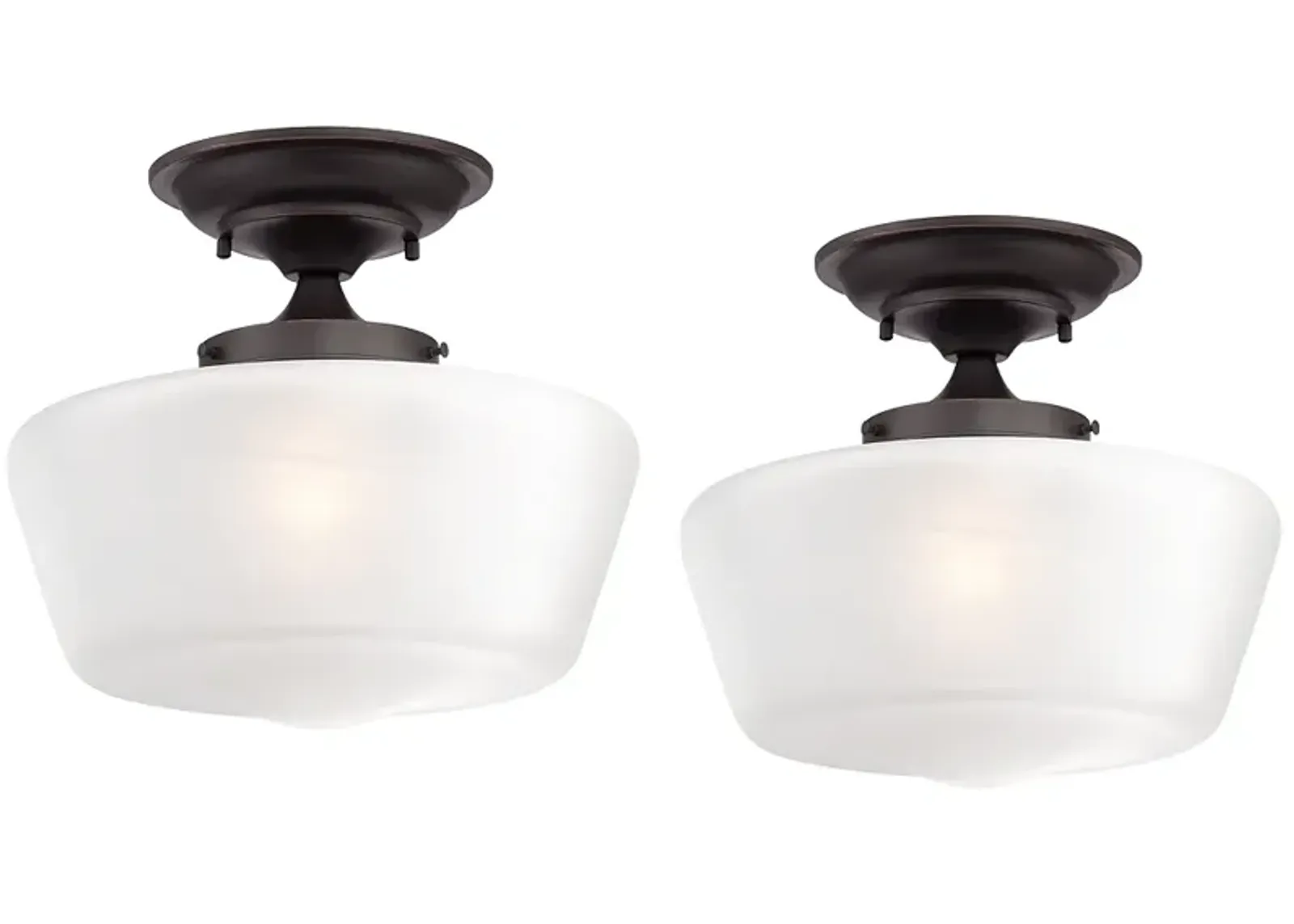 Schoolhouse Floating 12" Wide Bronze and White Ceiling Lights Set of 2