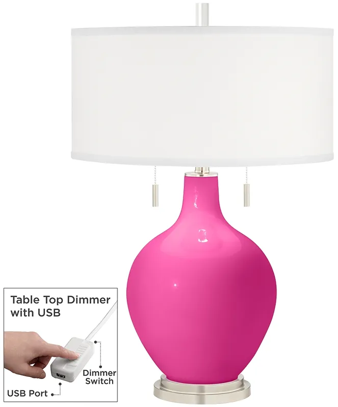 Fuchsia Toby Table Lamp with Dimmer