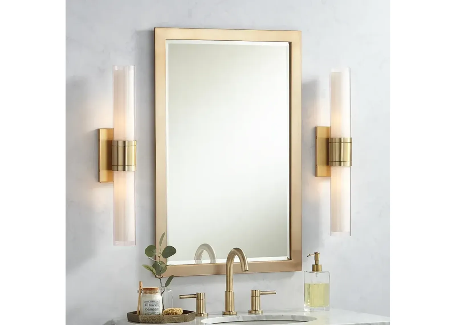 Possini Euro Brianna 23 1/2" High Brass 2-Light Bath Light Set of 2