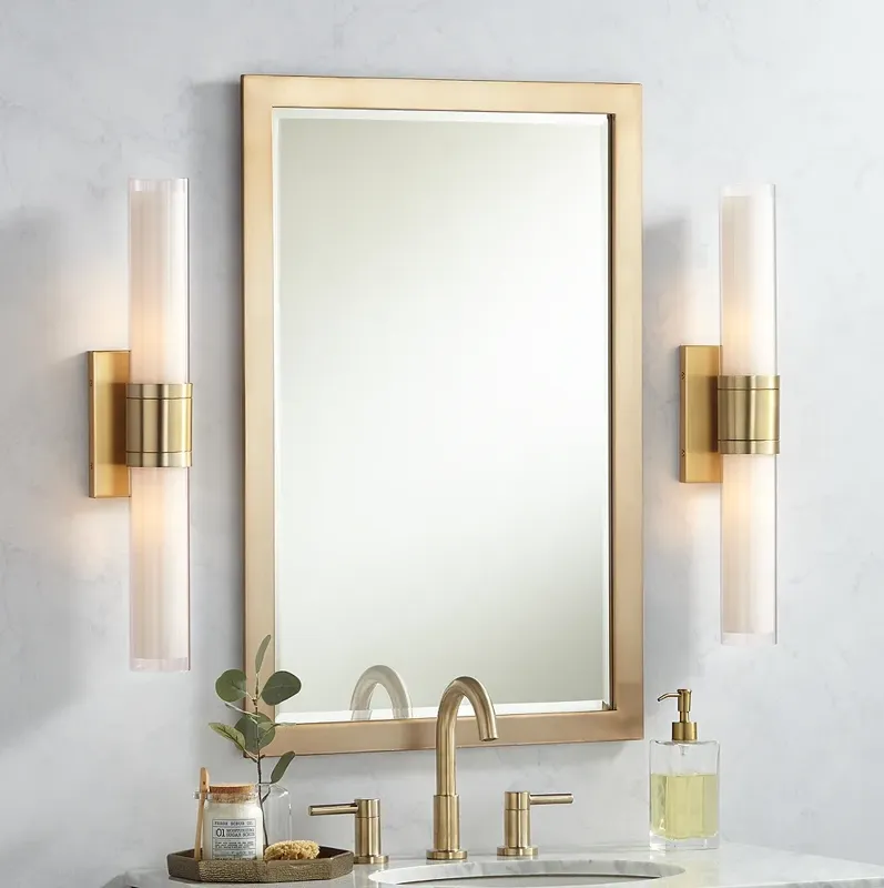 Possini Euro Brianna 23 1/2" High Brass 2-Light Bath Light Set of 2