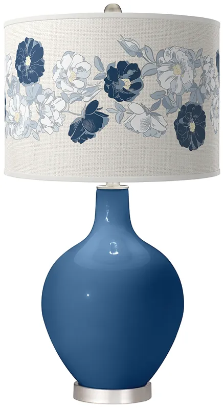 Regatta Blue Rose Bouquet Ovo Table Lamp