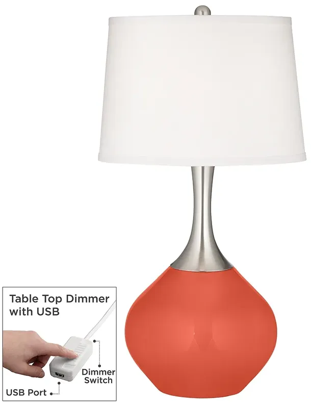 Color Plus Spencer 31" High Koi Orange Table Lamp with USB Dimmer