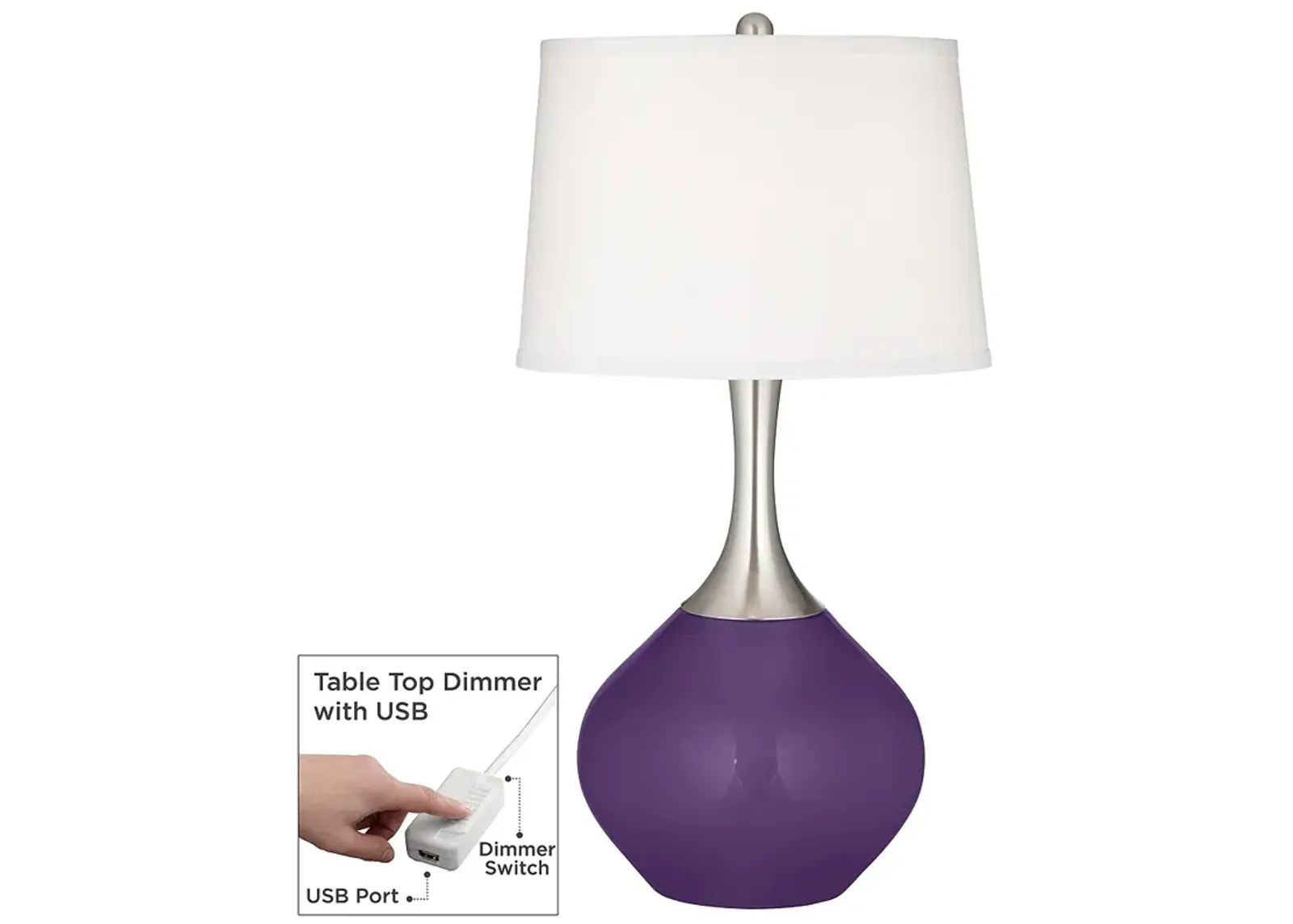 Color Plus Spencer 31" High Acai Purple Table Lamp with USB Dimmer