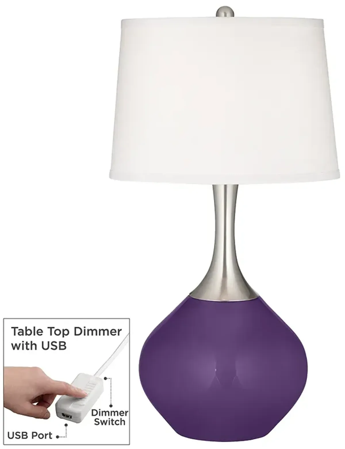 Color Plus Spencer 31" High Acai Purple Table Lamp with USB Dimmer