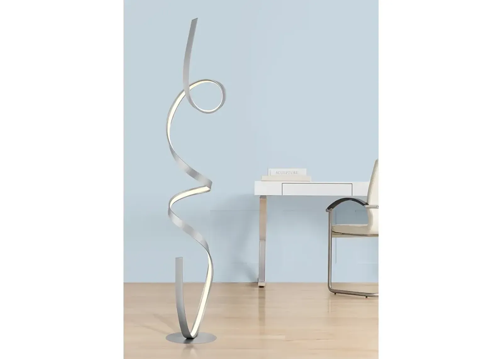 Possini Euro Avante 56 1/2" Modern Ribbon LED Floor Lamp Silver