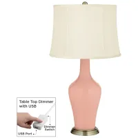 Mellow Coral Anya Table Lamp with Dimmer