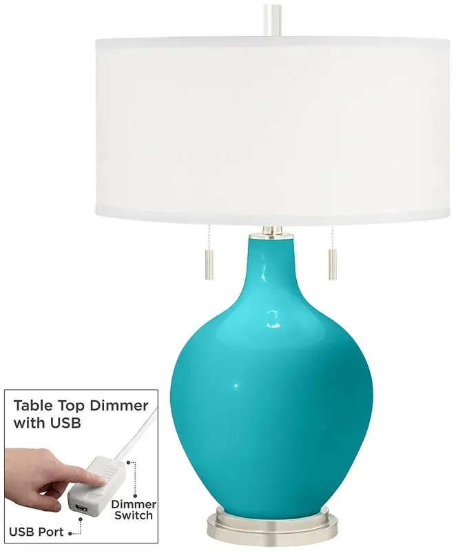 Surfer Blue Toby Table Lamp with Dimmer