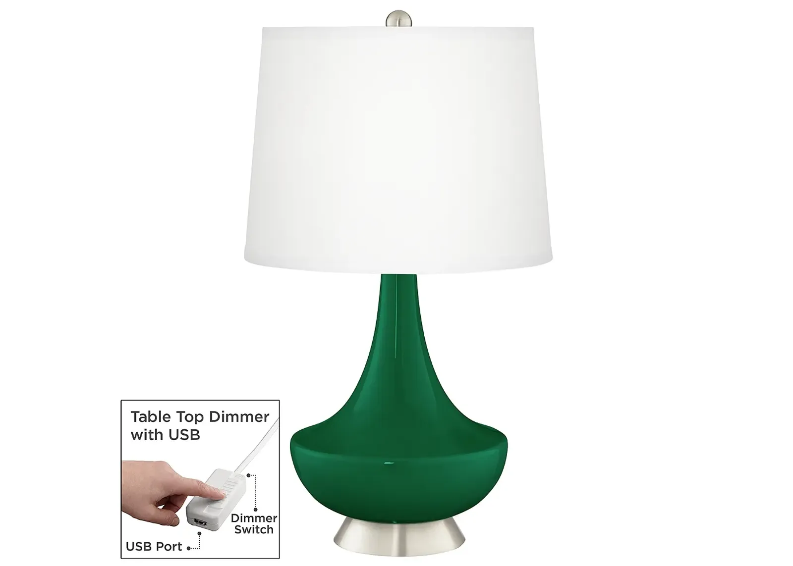 Greens Gillan Glass Table Lamp with Dimmer