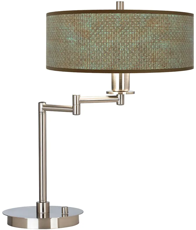 Giclee Gallery 20 1/2" Interweave Patina Shade LED Swing Arm Desk Lamp