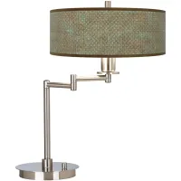 Giclee Gallery 20 1/2" Interweave Patina Shade LED Swing Arm Desk Lamp