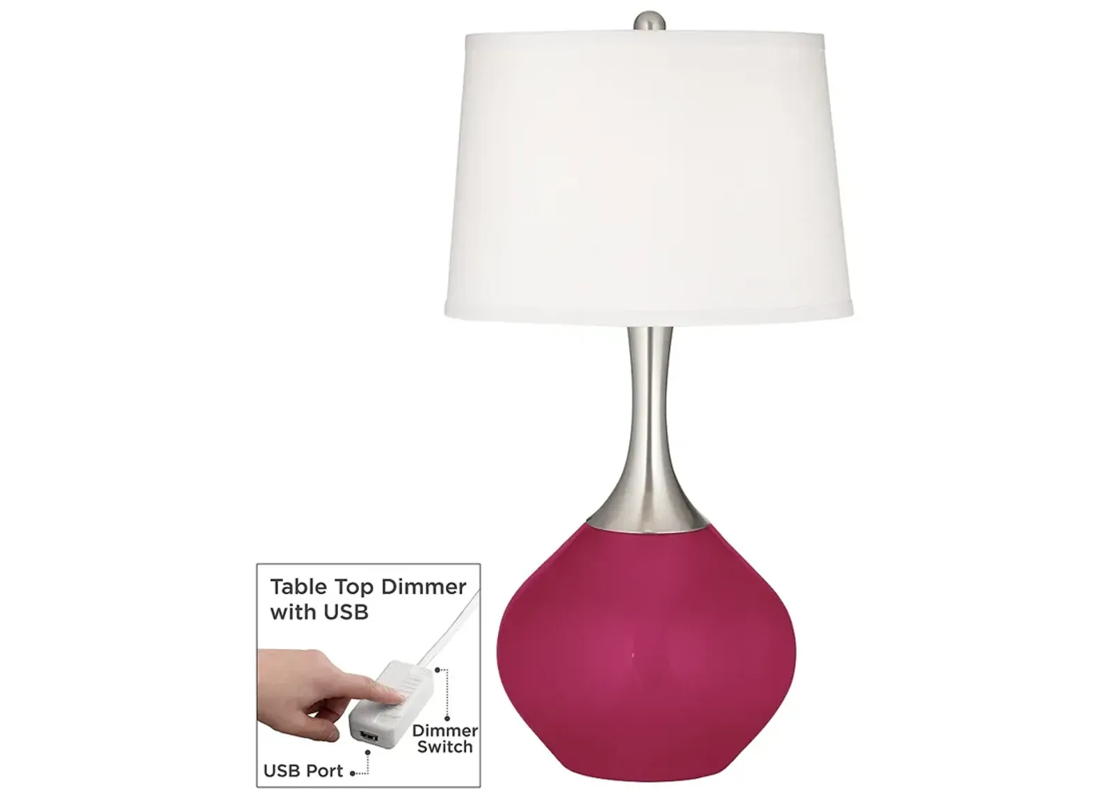 Color Plus Spencer 31" High Vivacious Pink Table Lamp with USB Dimmer