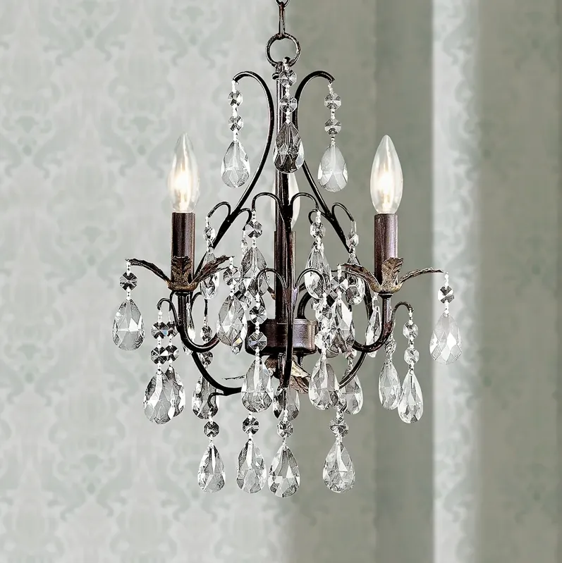 Minka Lavery Castlewood 13 3/4" Walnut and Crystal Mini Chandelier