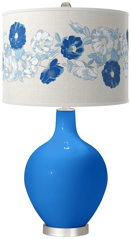 Royal Blue Rose Bouquet Ovo Table Lamp