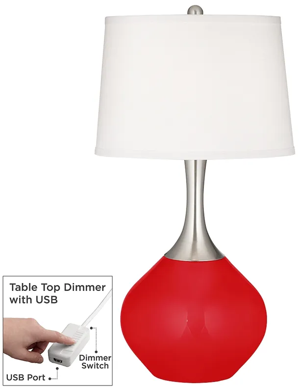 Bright Red Spencer Table Lamp with Dimmer