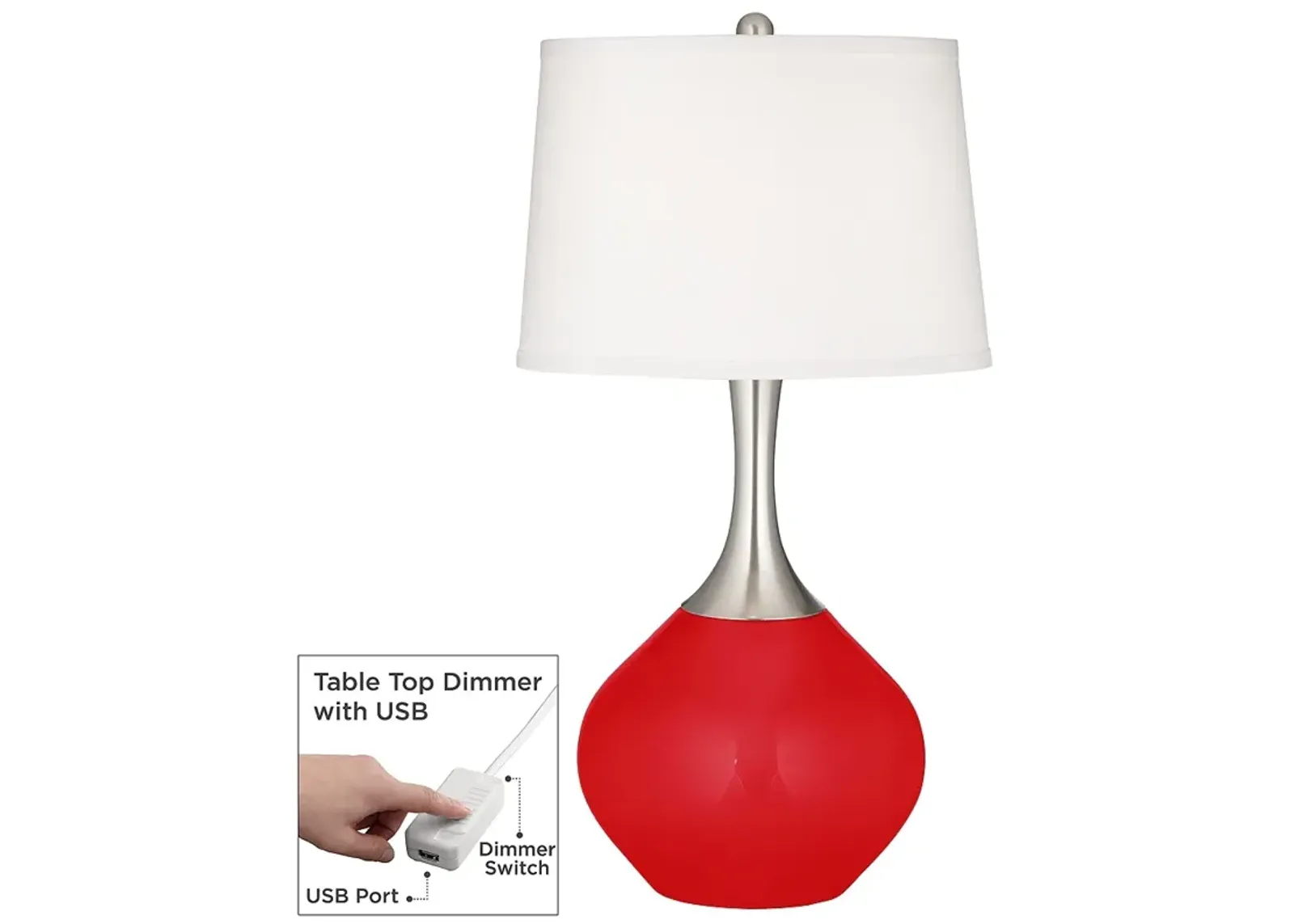 Bright Red Spencer Table Lamp with Dimmer