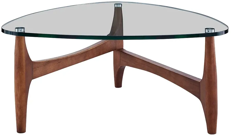 Ledell 35 1/2" Wide Walnut Ash Wood and Glass Modern Coffee Table