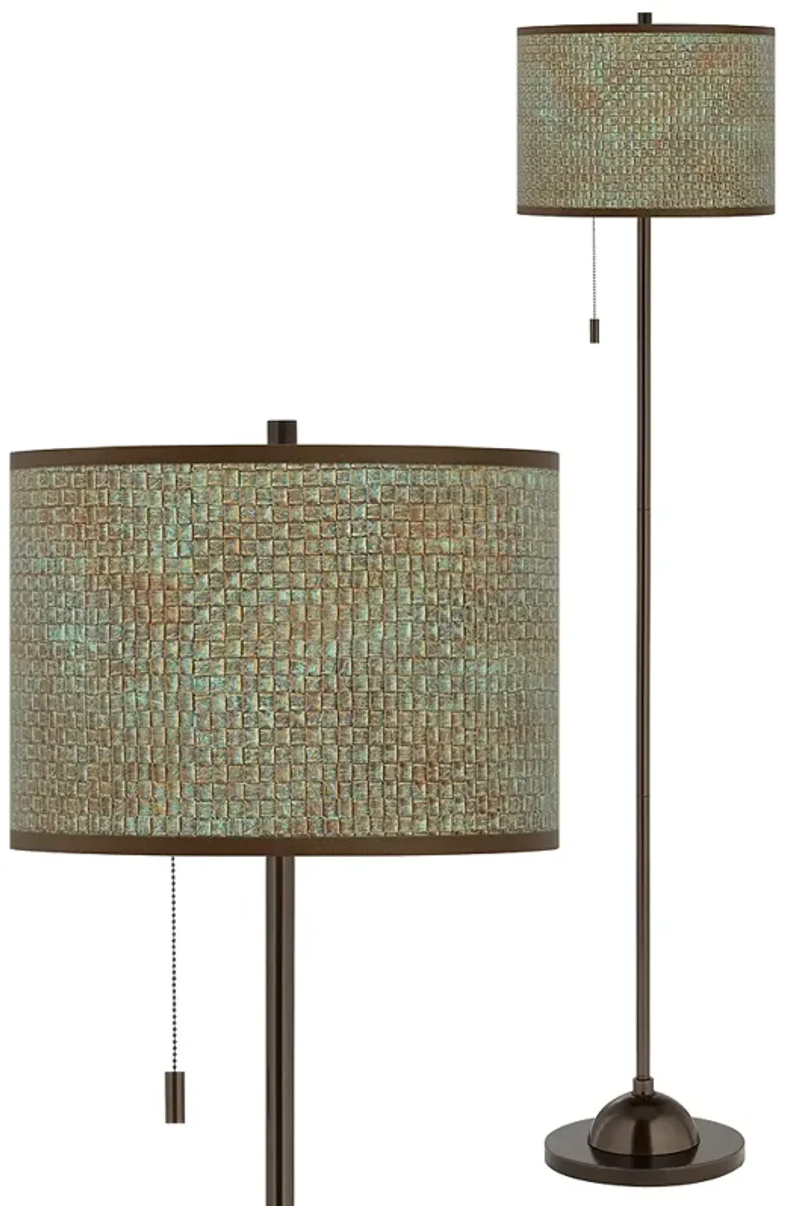 Giclee Glow 62" Interweave Patina Shade Bronze Club Floor Lamp