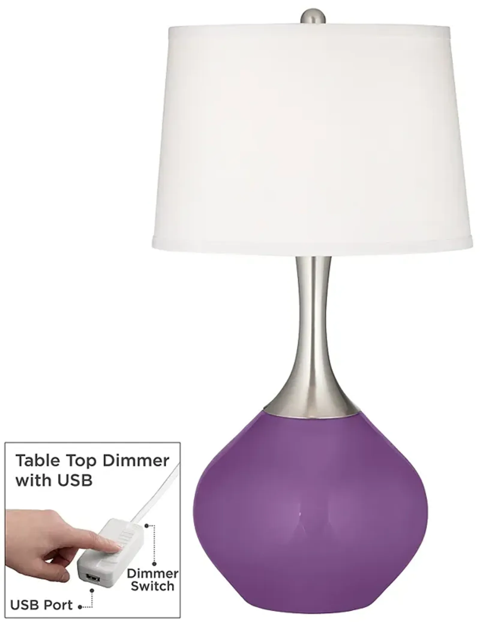 Passionate Purple Spencer Table Lamp with Dimmer