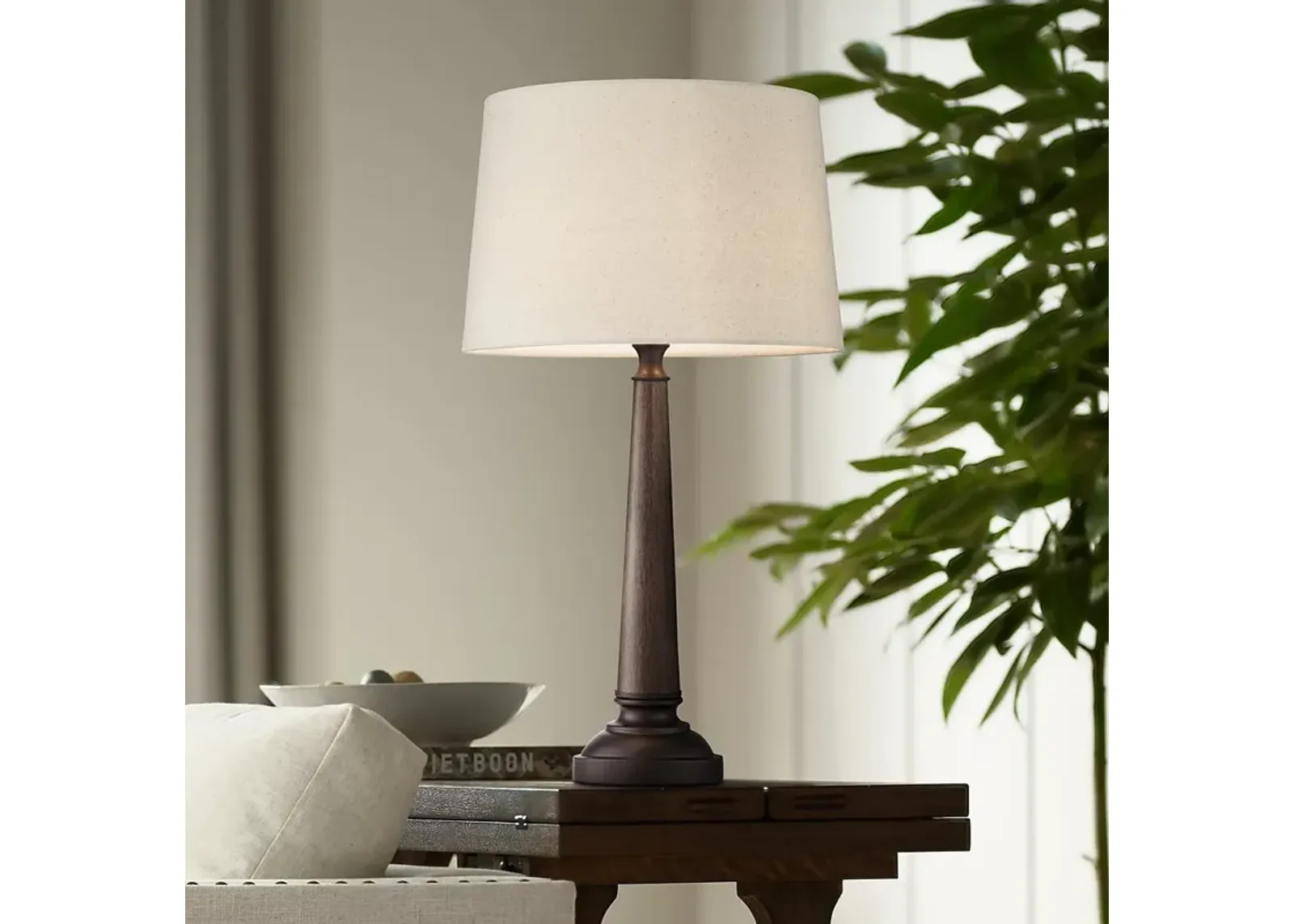 Pacific Coast Lighting Farmhouse 29" Walnut Wood Table Lamp