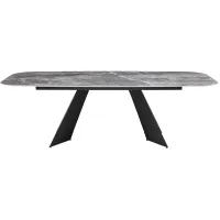 Lizarte 93 3/4"W Marble Ceramic Dark Gray Steel Dining Table