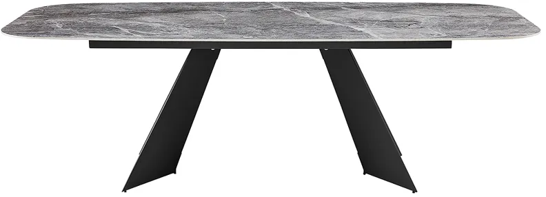 Lizarte 93 3/4"W Marble Ceramic Dark Gray Steel Dining Table
