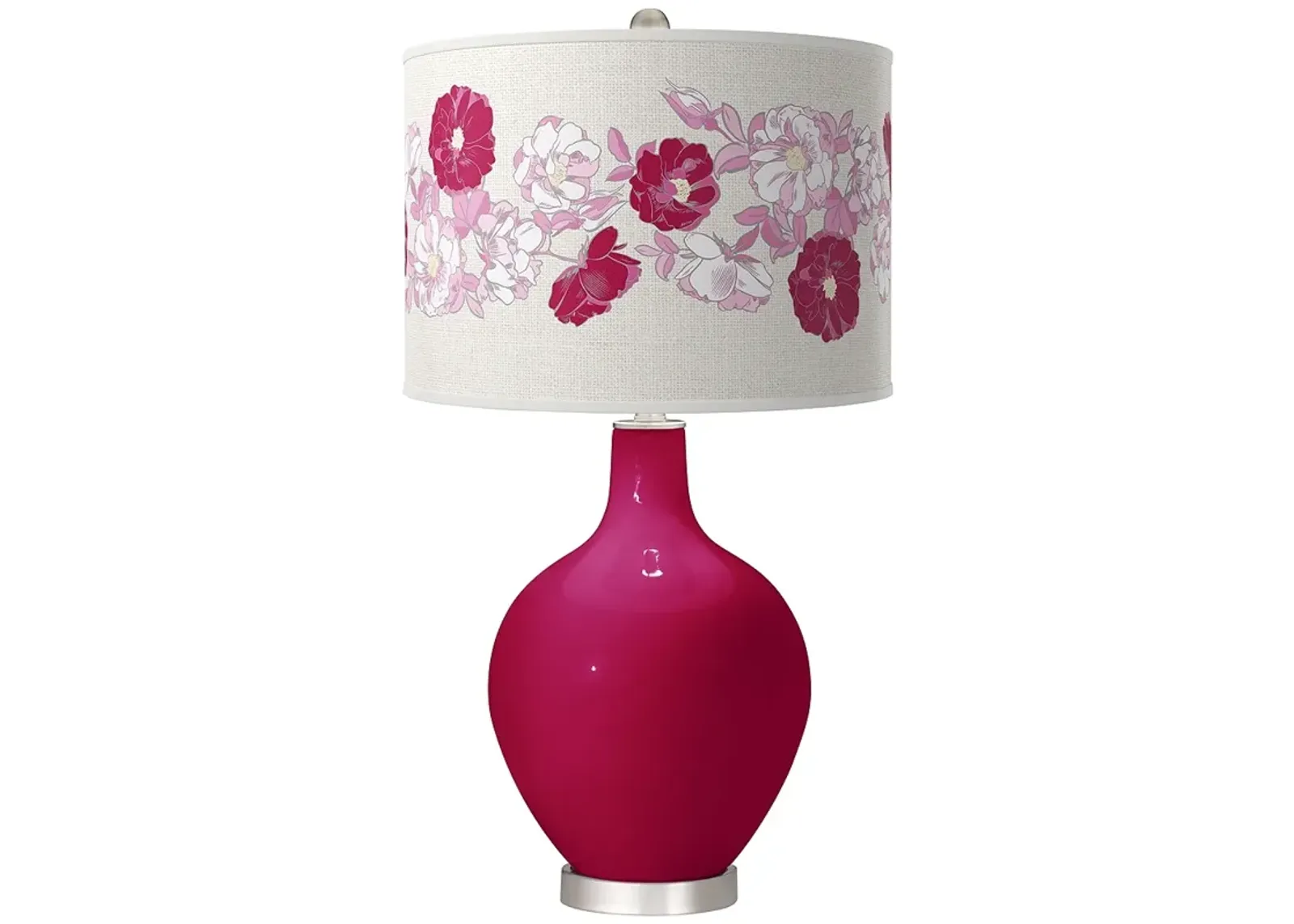 French Burgundy Rose Bouquet Ovo Table Lamp