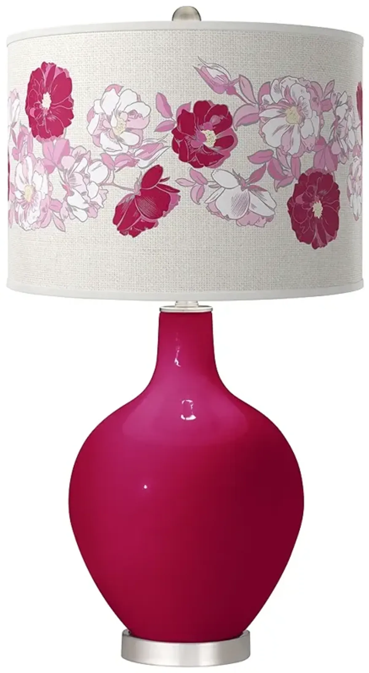 French Burgundy Rose Bouquet Ovo Table Lamp