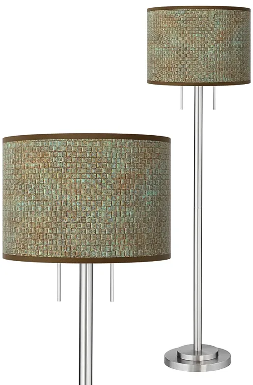 Interweave Patina Giclee Brushed Nickel Garth Floor Lamp