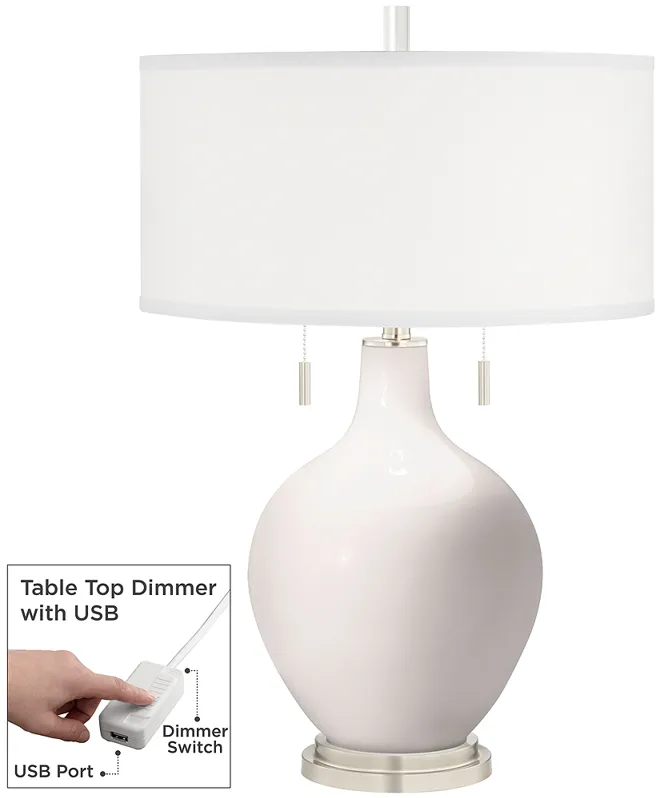 Smart White Toby Table Lamp with Dimmer