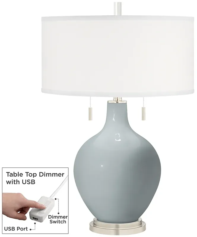 Uncertain Gray Toby Table Lamp with Dimmer