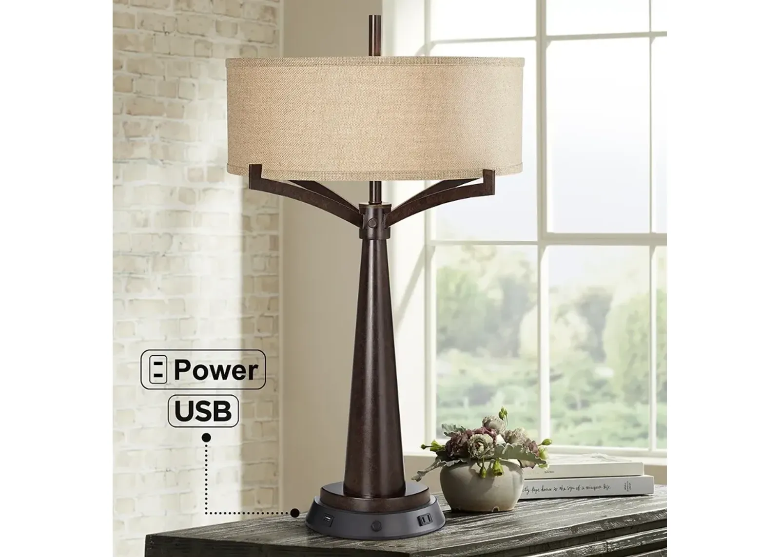 Franklin Iron Works Tremont 31 1/2" Bronze Lamp with Workstation Base