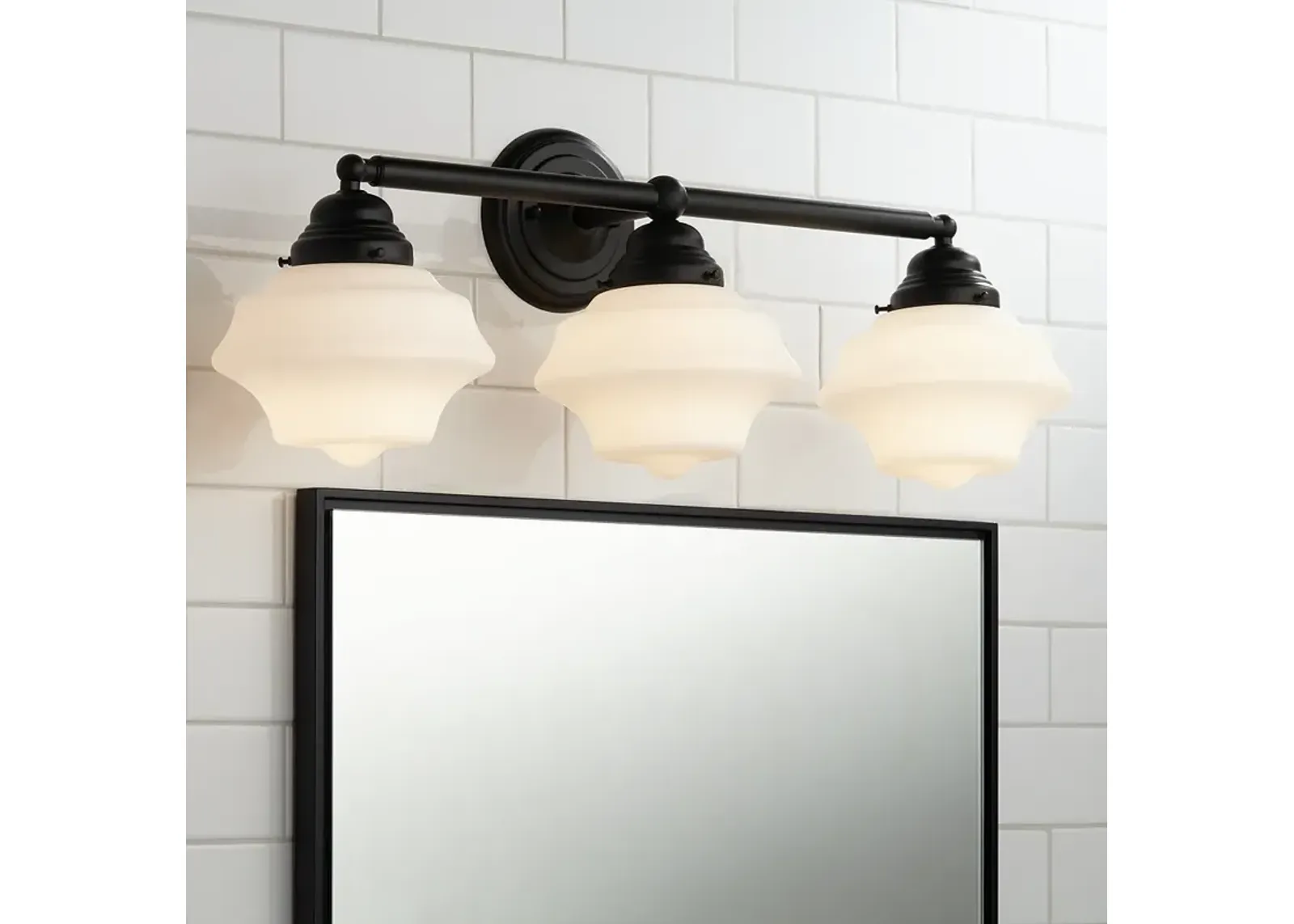 Possini Euro Astrid 27 1/4" Wide Black 3-Light Schoolhouse Bath Light