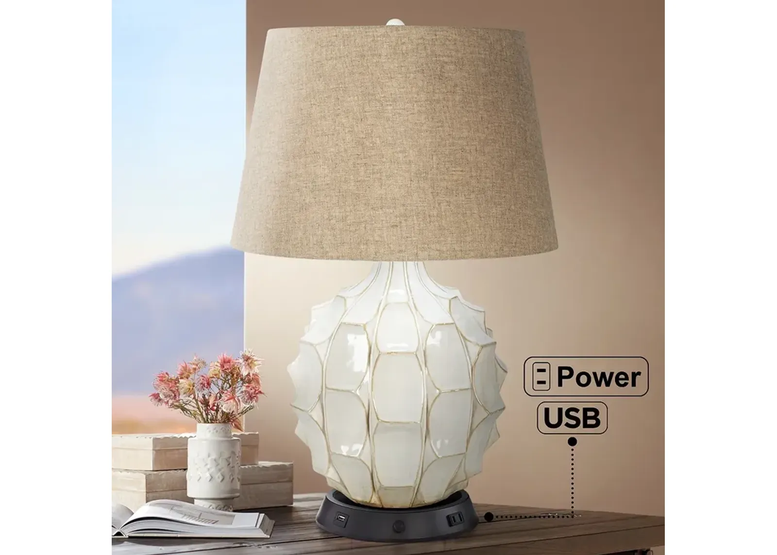 Possini Euro Cosgrove Table Lamp with Dimmer Workstation USB-Plug Base