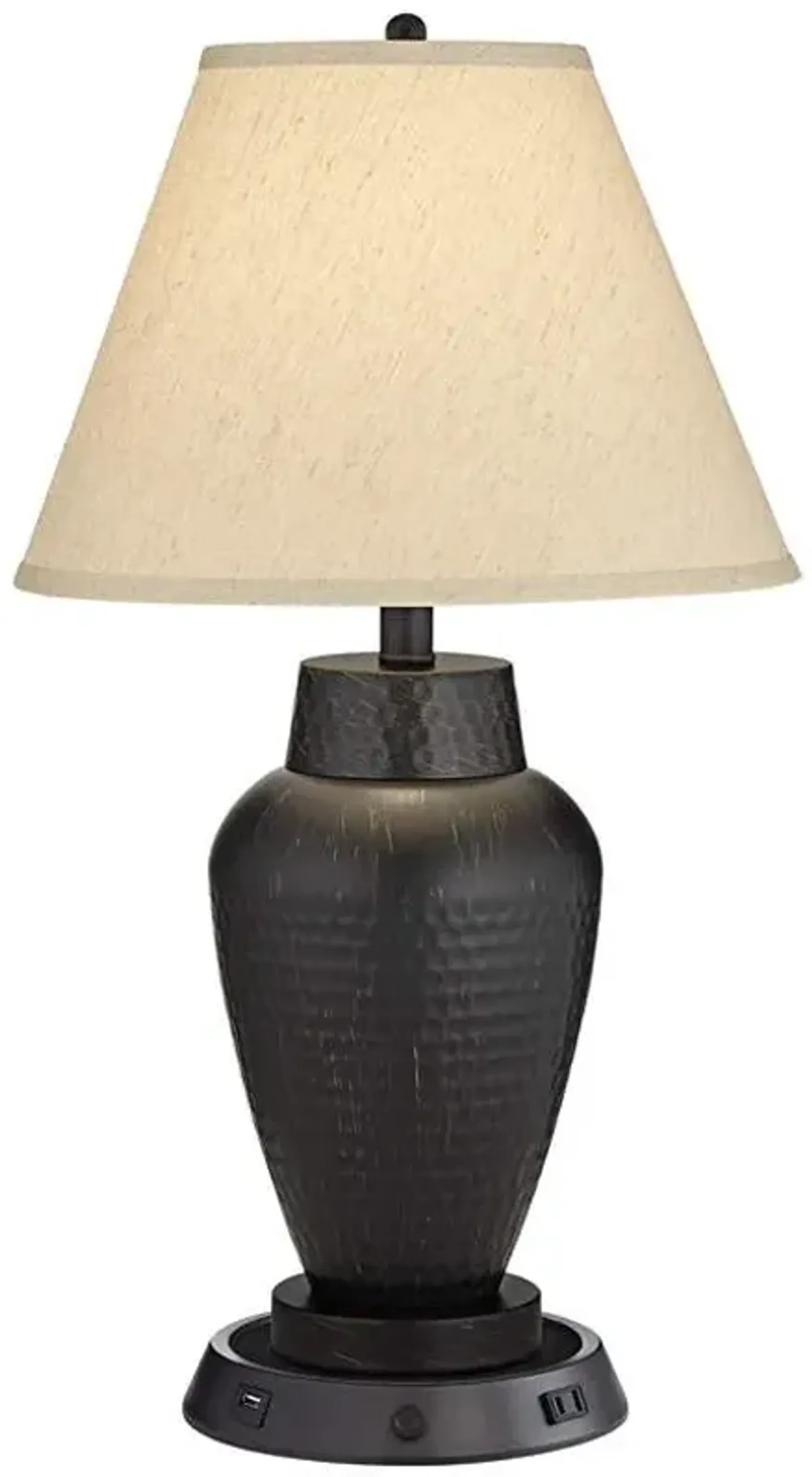 Regency Hill 25" Bronze Table Lamp with Dimmable USB Workstation Base