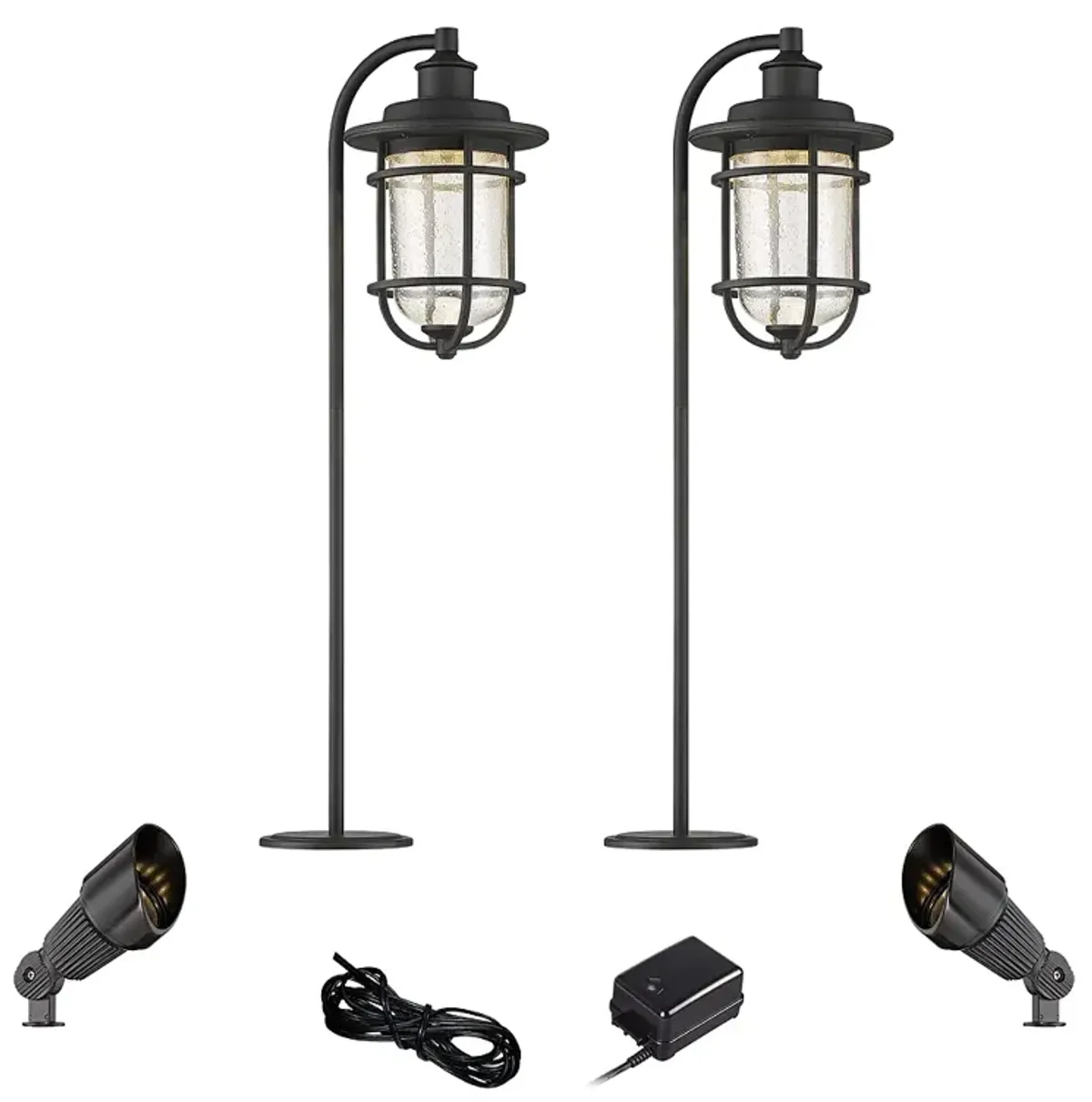 Markham Textured Black 6-Piece LED Path and Spot Light Set