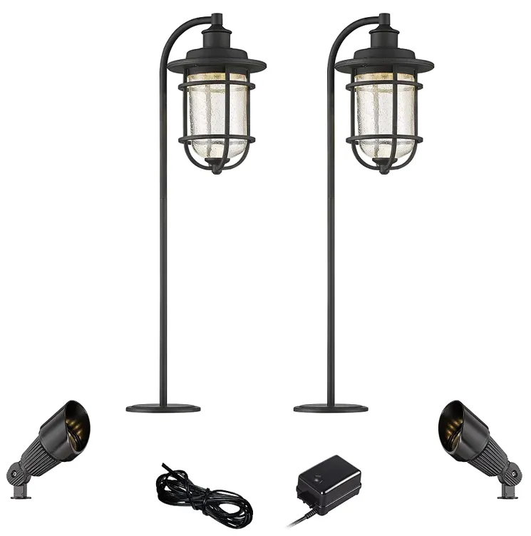 Markham Textured Black 6-Piece LED Path and Spot Light Set