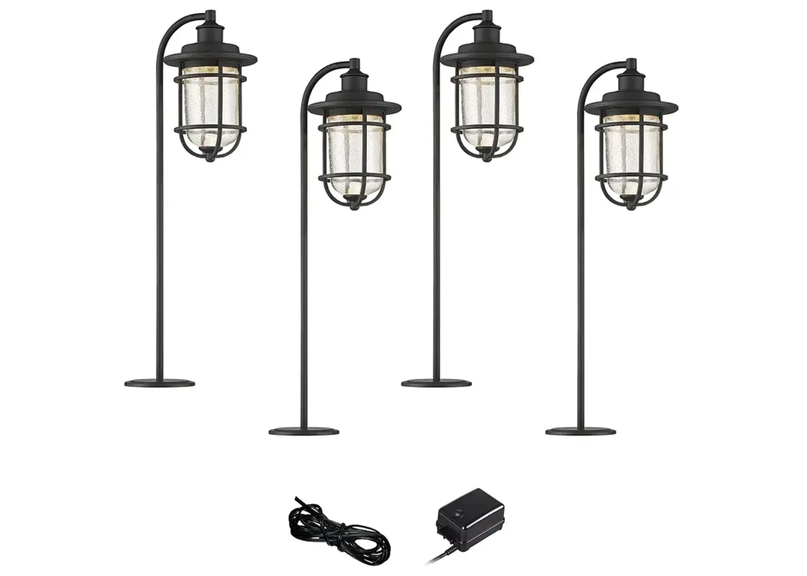 Markham Textured Black 6-Piece LED Landscape Path Light Set