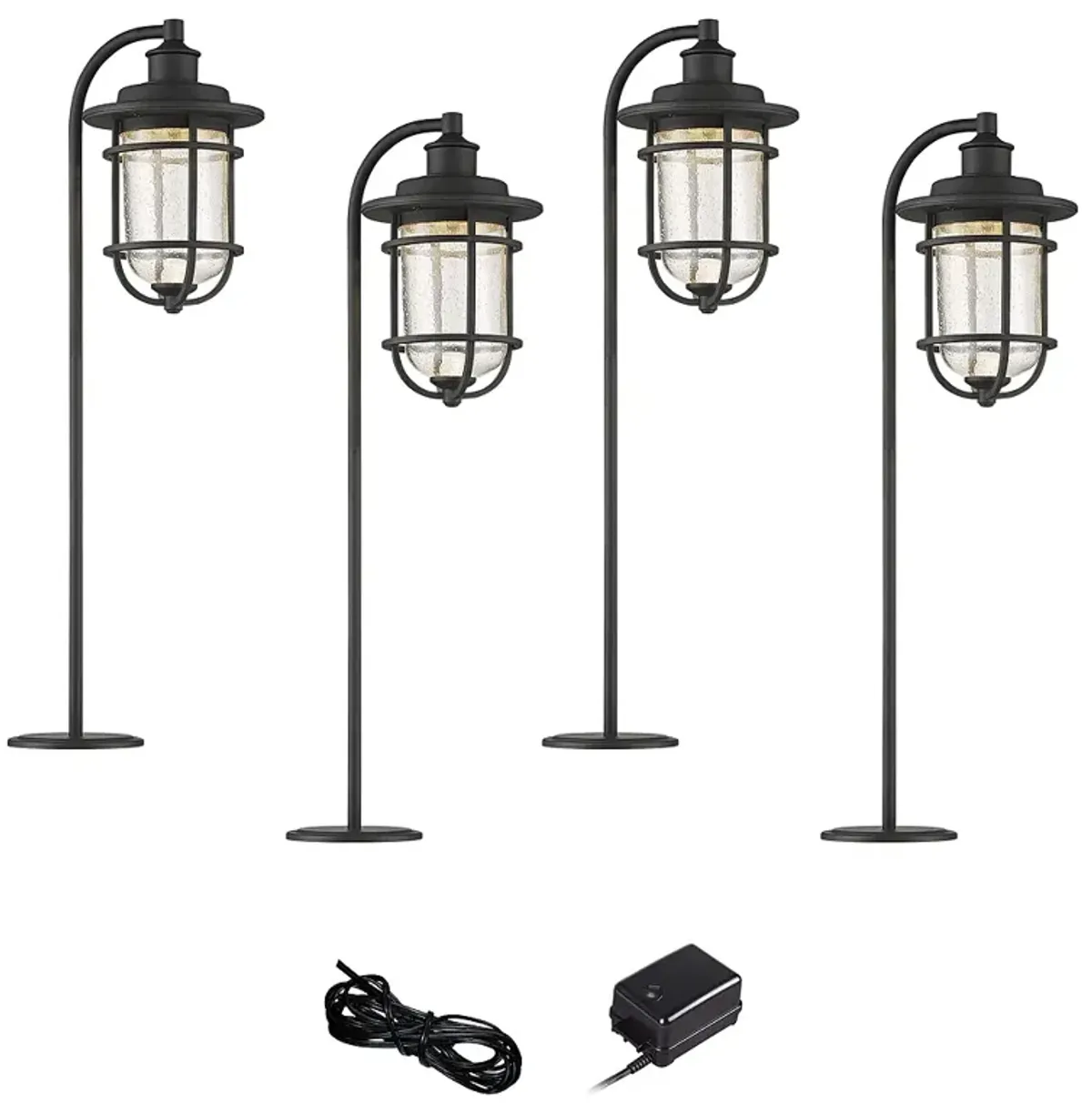 Markham Textured Black 6-Piece LED Landscape Path Light Set