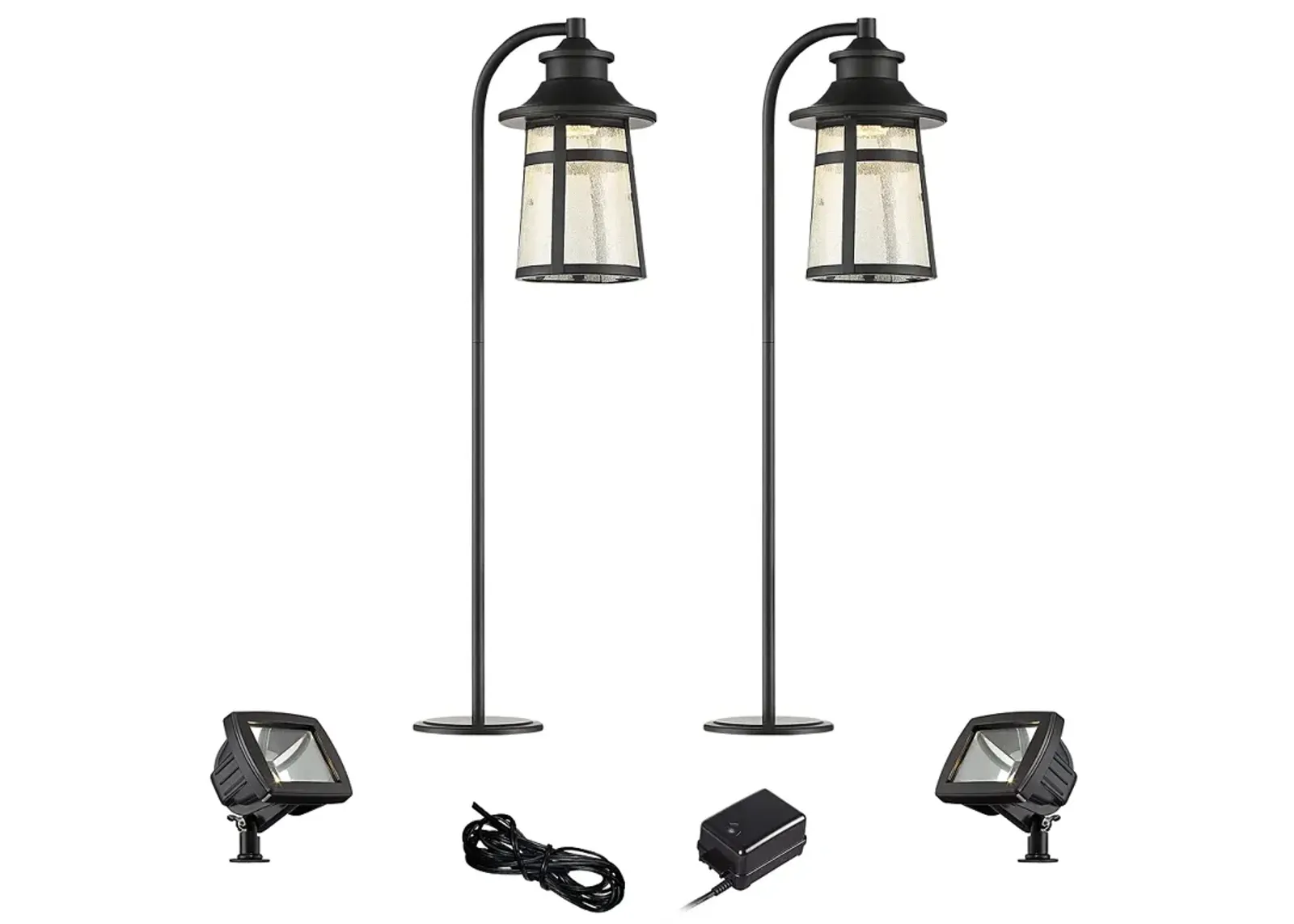 Clement Black 6-Piece LED Landscape Path and Flood Light Set