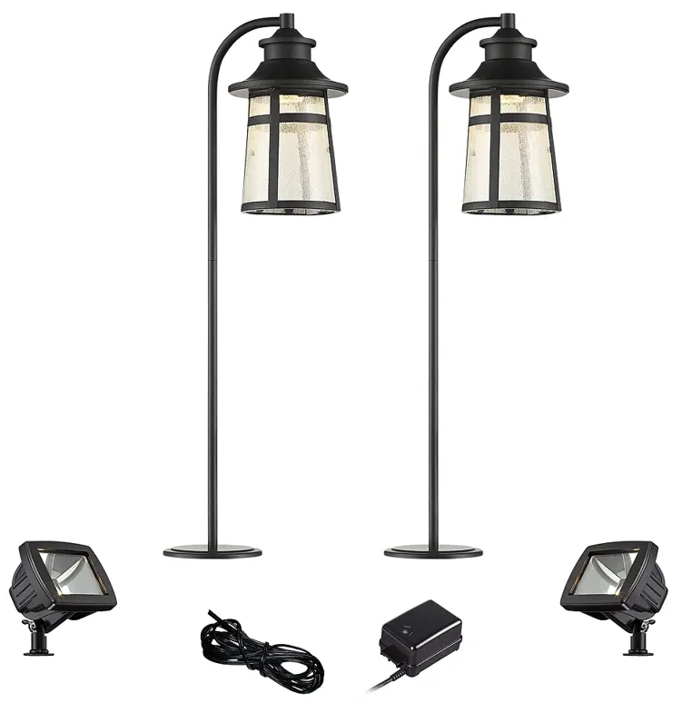 Clement Black 6-Piece LED Landscape Path and Flood Light Set