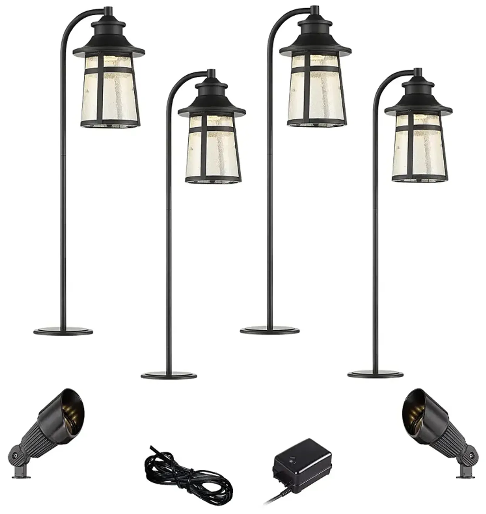 Clement Black 8-Piece LED Landscape Path and Spot Light Set