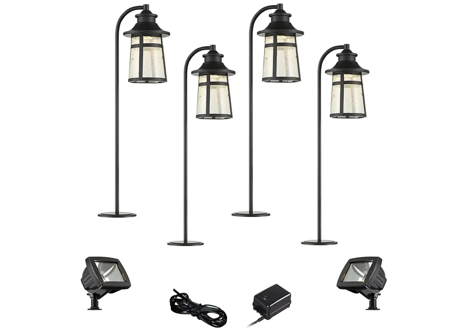 Clement Black 8-Piece LED Landscape Path and Flood Light Set