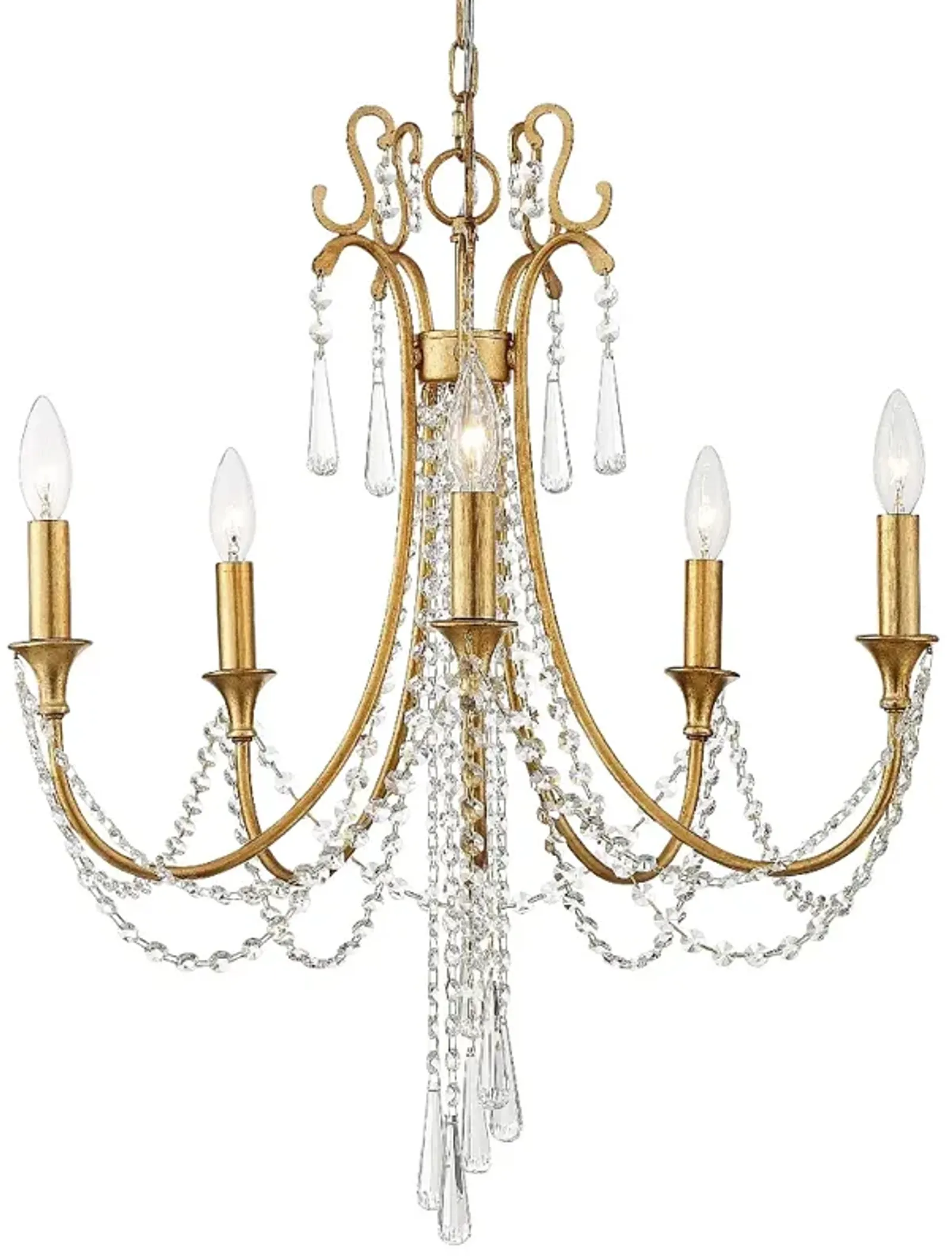 Crystorama Arcadia 23 1/2" 5-Light Antique Gold and Crystal Chandelier