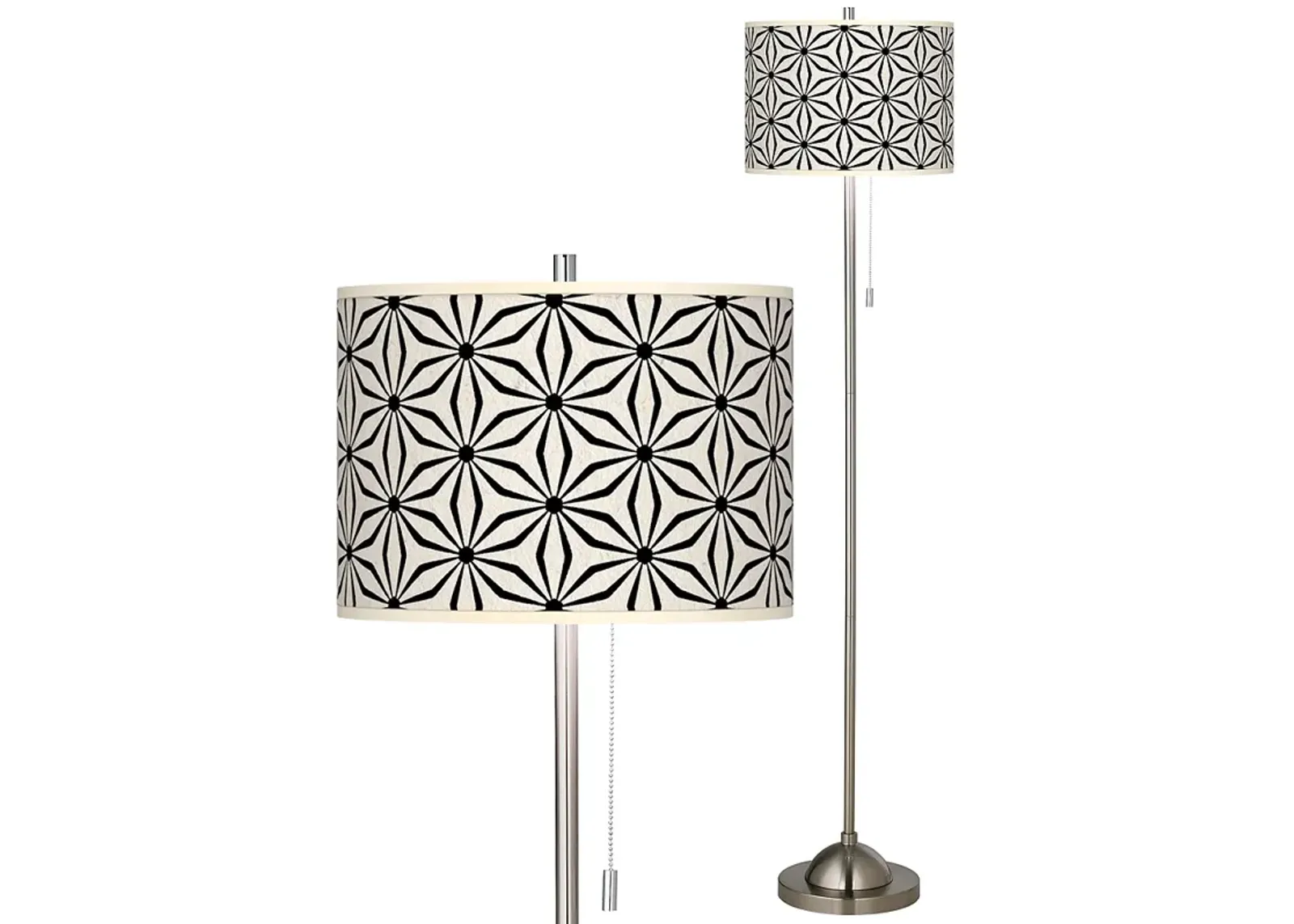 Kaleidoscope Flowers Brushed Nickel Pull Chain Floor Lamp