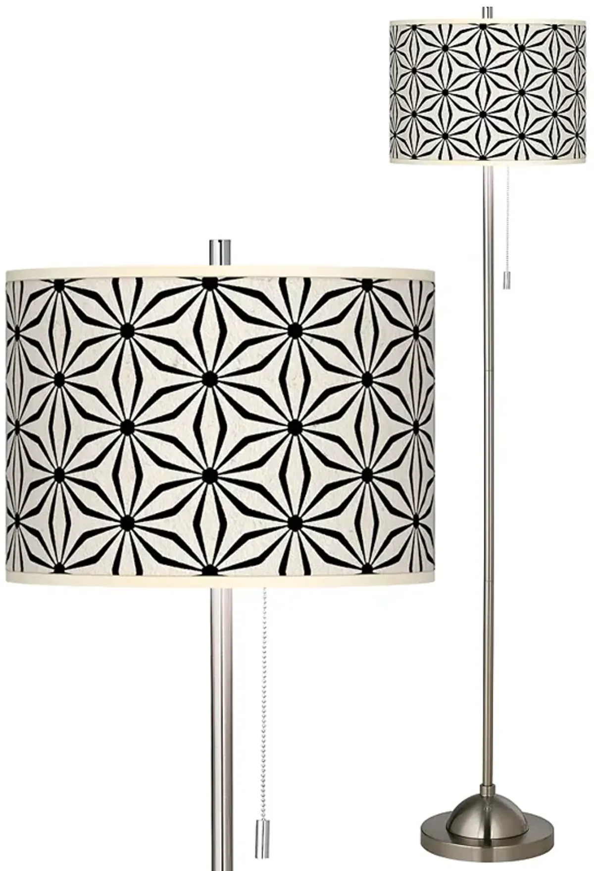 Kaleidoscope Flowers Brushed Nickel Pull Chain Floor Lamp