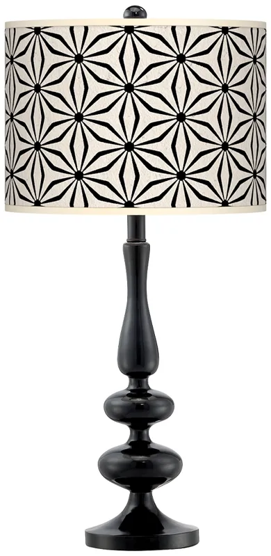 Kaleidoscope Flowers Giclee Paley Black Table Lamp