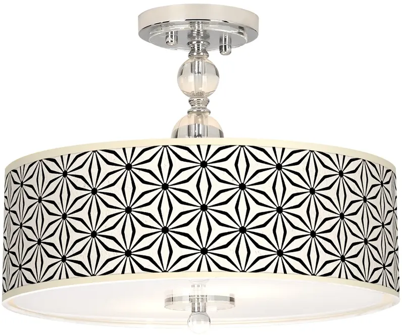 Kaleidoscope Flowers Giclee 16" Wide Semi-Flush Ceiling Light