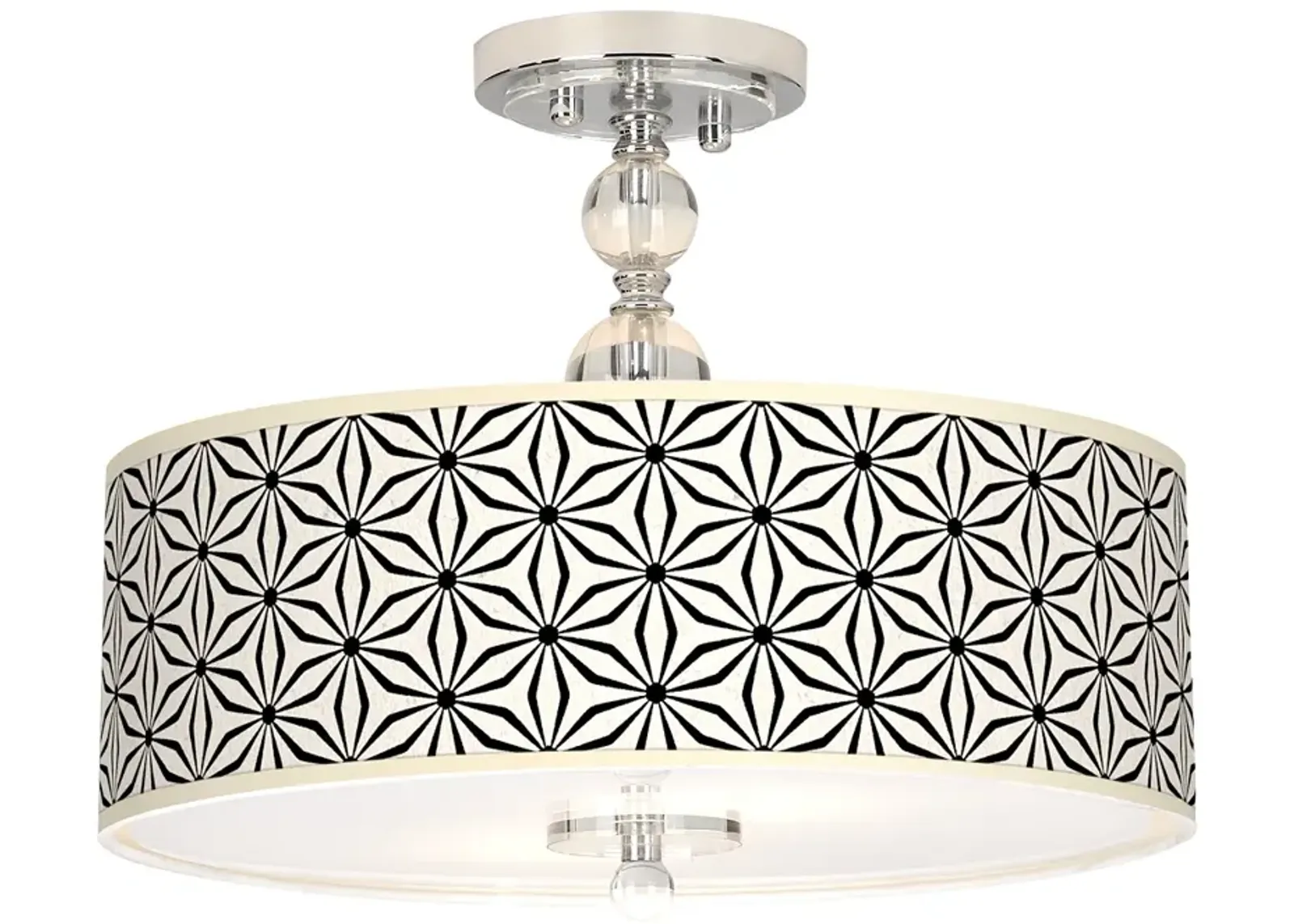 Kaleidoscope Flowers Giclee 16" Wide Semi-Flush Ceiling Light