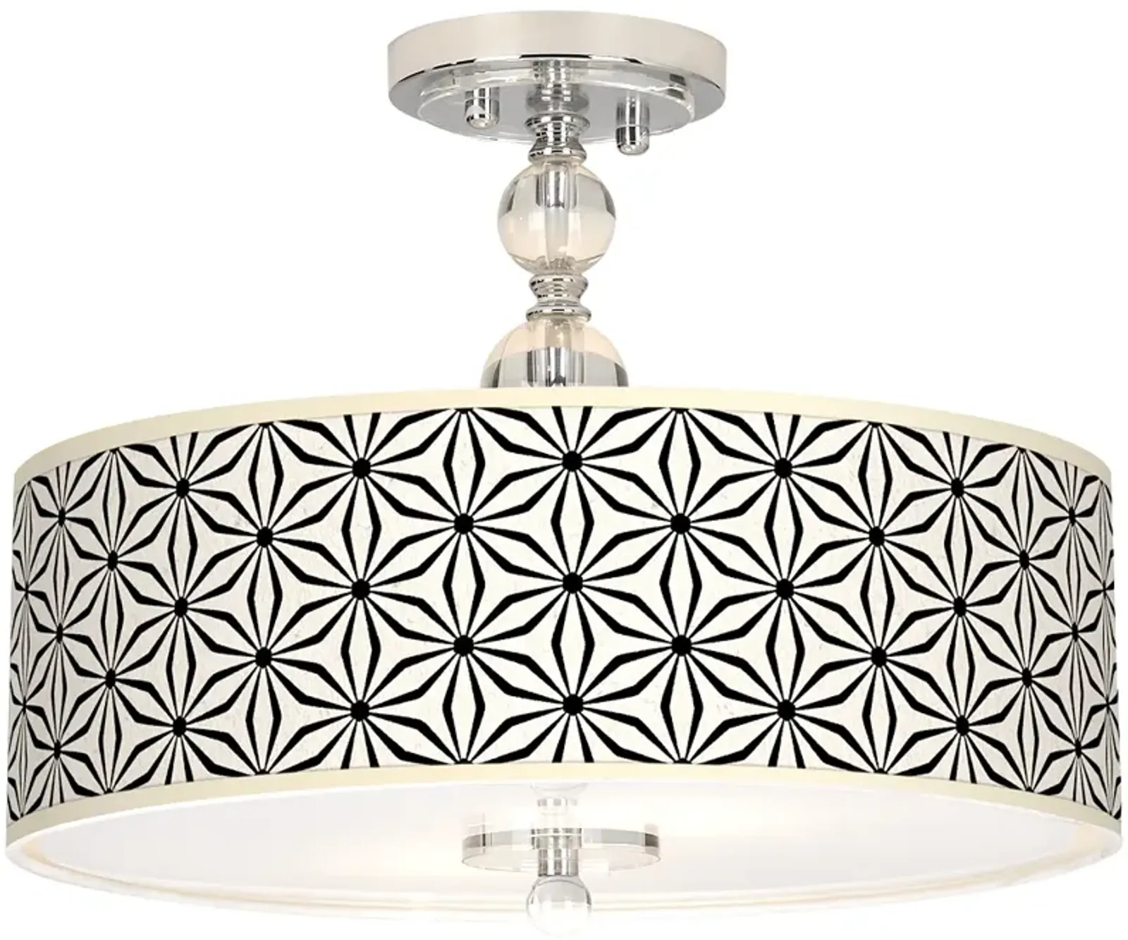 Kaleidoscope Flowers Giclee 16" Wide Semi-Flush Ceiling Light