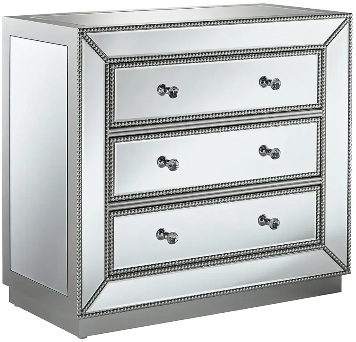 Trevi 32" Wide Mirrored Silver 3-Drawer Accent Chest